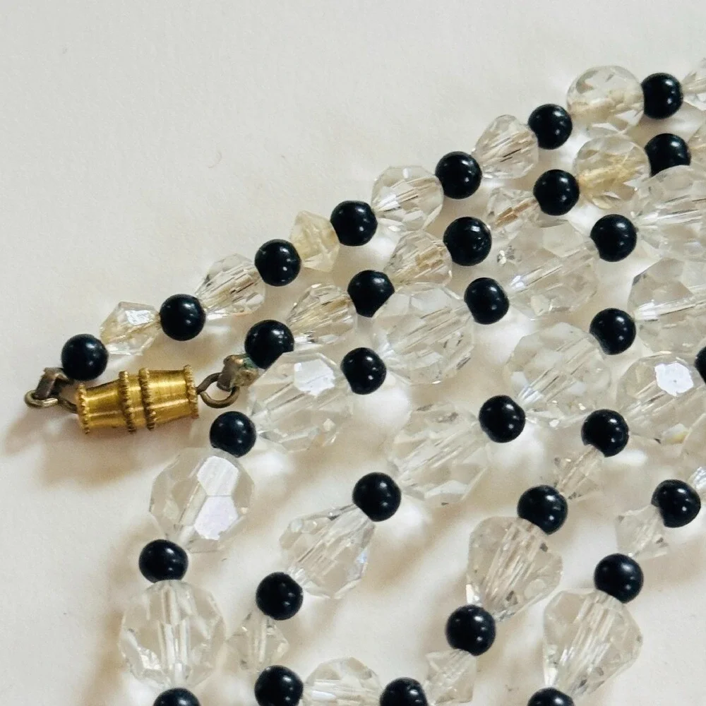 VTG Austrian Crystal Graduated Necklace Statement Art Deco Flapper beaded 32